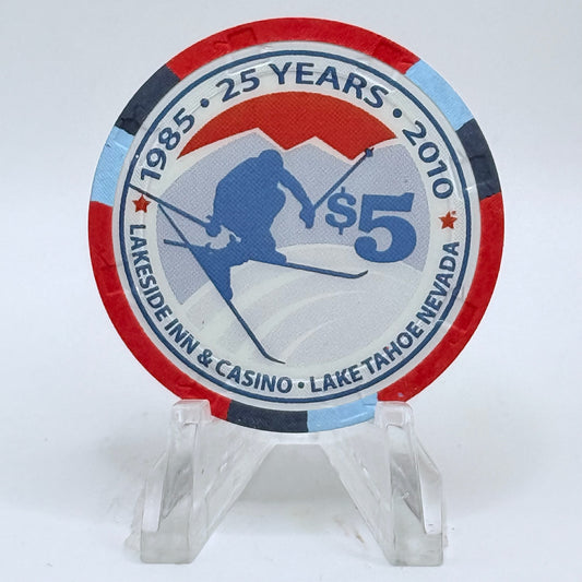 Lakeside Inn Lake Tahoe Nevada 2010 '25 Years' $5 Casino Chip D0066