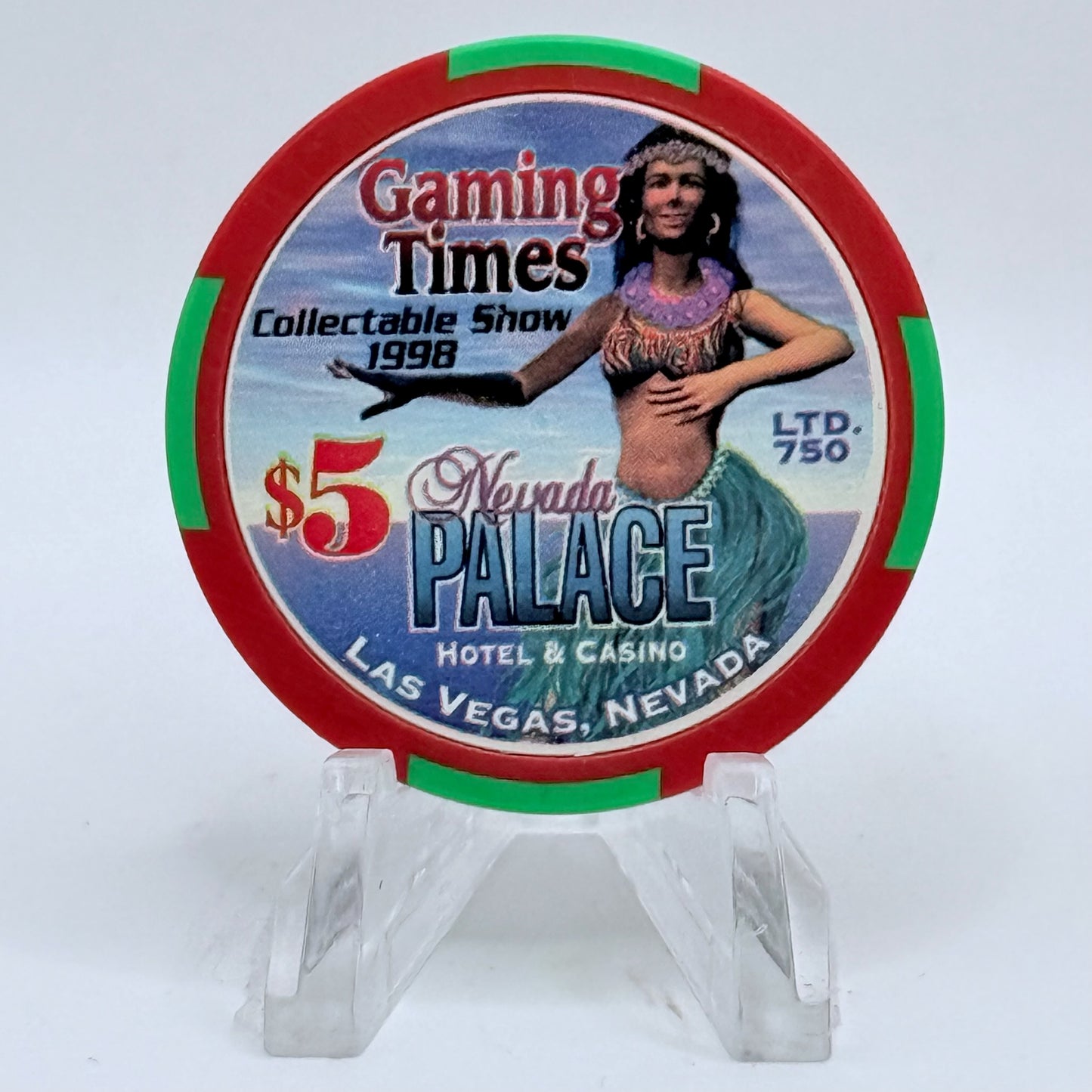 Nevada Palace Las Vegas Nevada 1998 'Gaming Times Collectable Show' LE $5 Casino Chip V3143