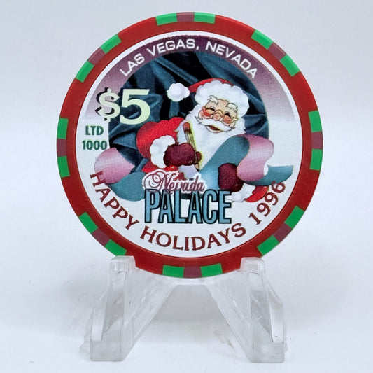 Nevada Palace Las Vegas Nevada 1996 'Happy Holidays - Christmas' LE $5 Casino Chip N8823
