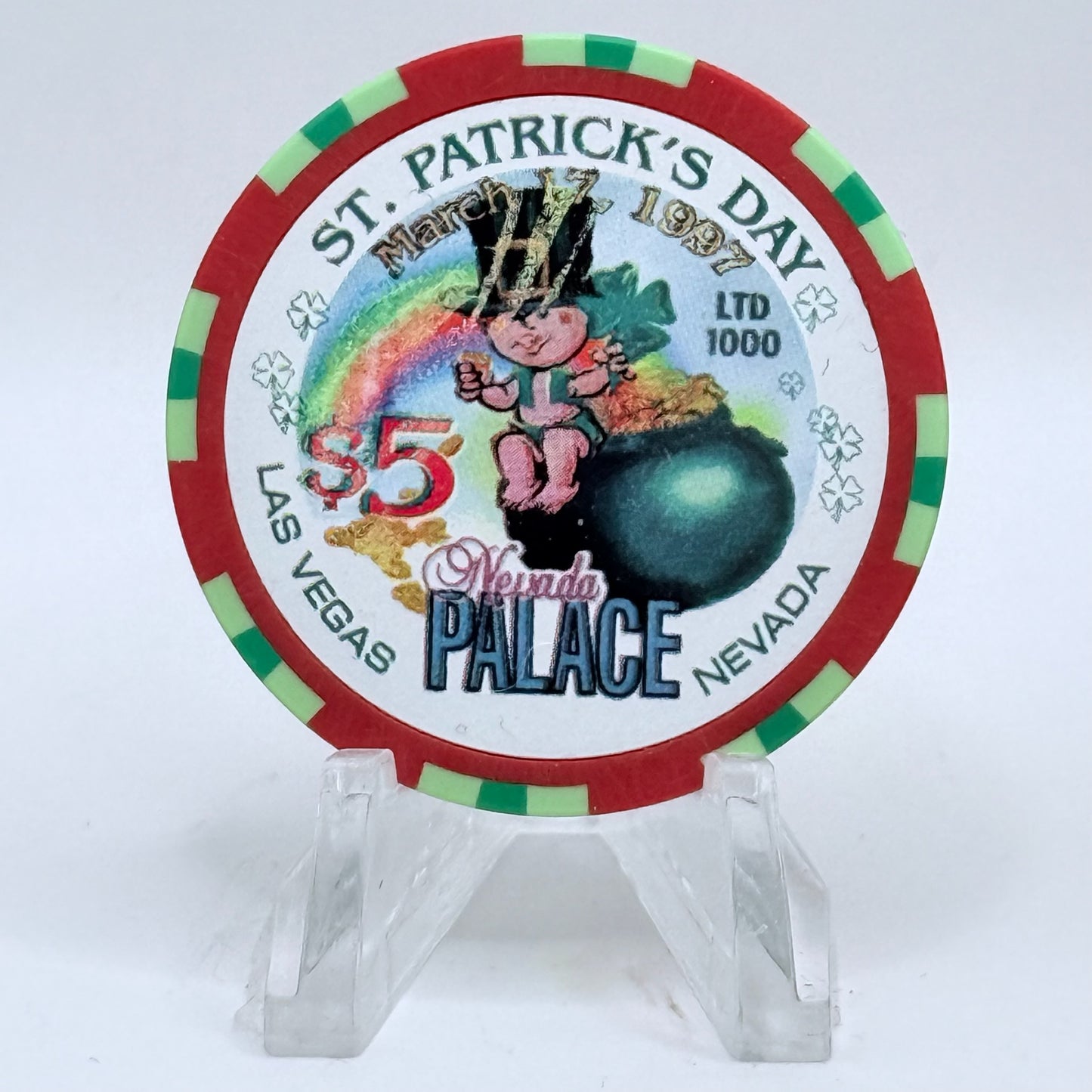 Nevada Palace Las Vegas Nevada 1997 'St. Patrick's Day' LE $5 Casino Chip N8825