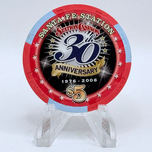 Santa Fe Station Las Vegas Nevada 2006 '30th Anniversary' LE $5 Casino Chip E6140