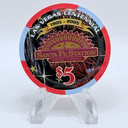 Santa Fe Station Las Vegas Nevada 2005 'Las Vegas Centennial' LE $5 Casino Chip E4365