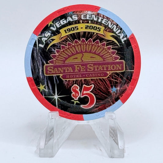 Santa Fe Station Las Vegas Nevada 2005 'Las Vegas Centennial' LE $5 Casino Chip E4365