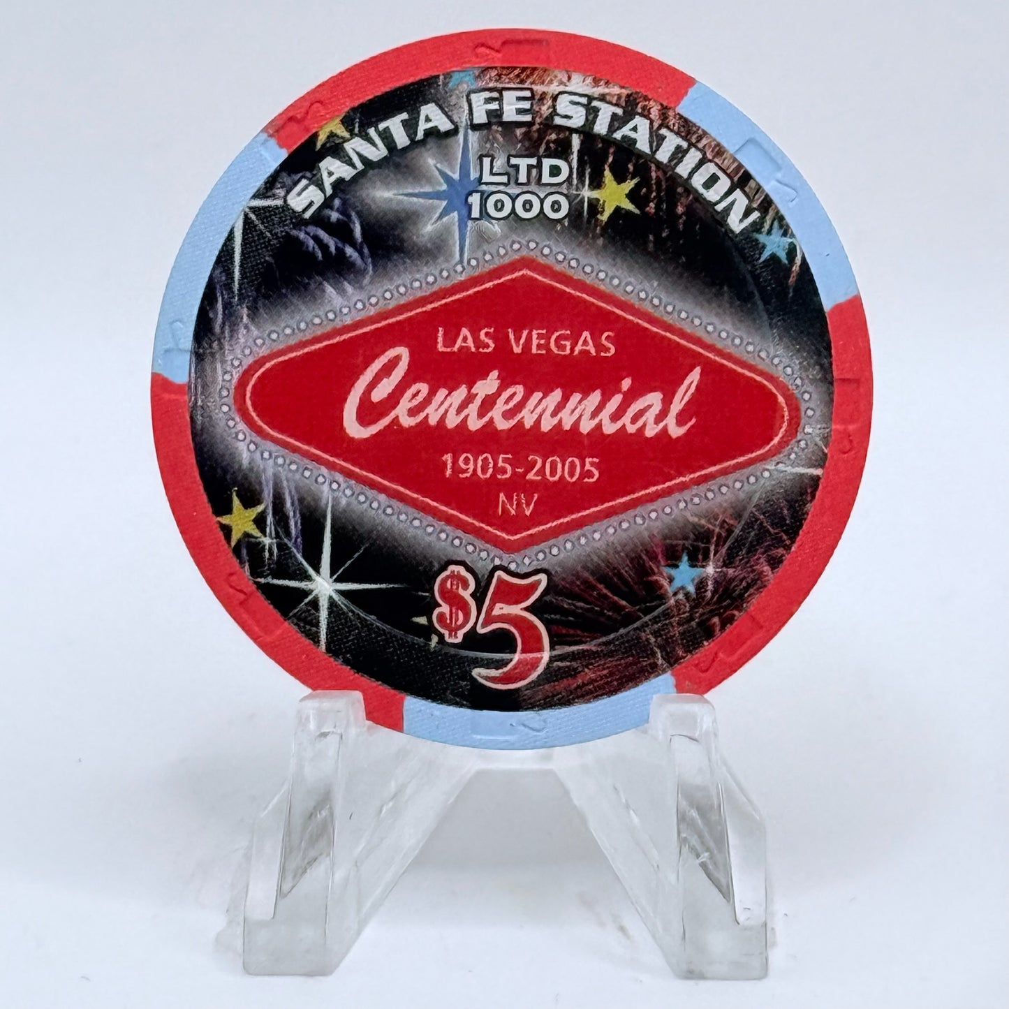 Santa Fe Station Las Vegas Nevada 2005 'Las Vegas Centennial' LE $5 Casino Chip E4365