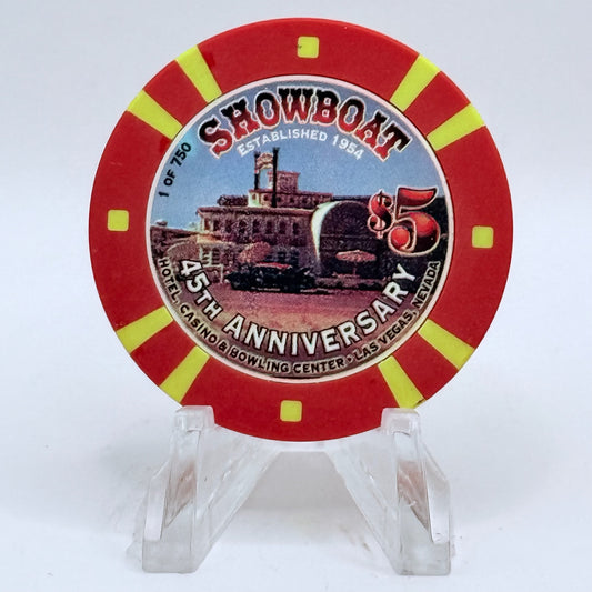 Showboat Las Vegas Nevada 1999 '45th Anniversary' LE $5 Casino Chip V3392