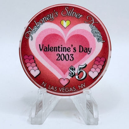 Mahoney's Silver Nugget N. Las Vegas Nevada 2003 'Valentines Day' LE $5 Casino Chip E2528