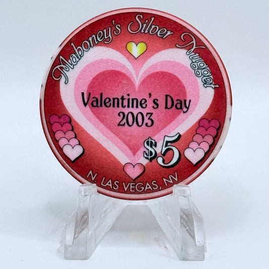 Mahoney's Silver Nugget N. Las Vegas Nevada 2003 'Valentines Day' LE $5 Casino Chip E2528