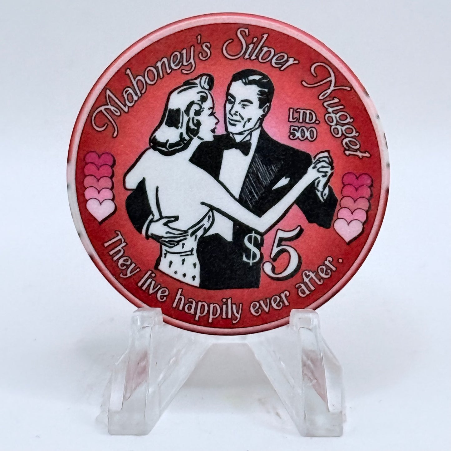 Mahoney's Silver Nugget N. Las Vegas Nevada 2003 'Valentines Day' LE $5 Casino Chip E2528