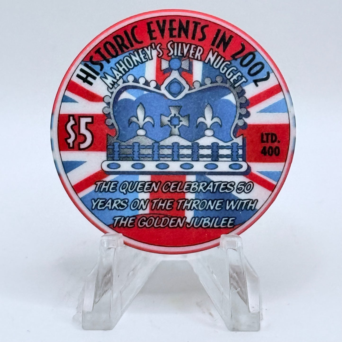 Mahoney's Silver Nugget N. Las Vegas Nevada 2002 'Historic Event - A New Beginning' LE $5 Casino Chip E2526