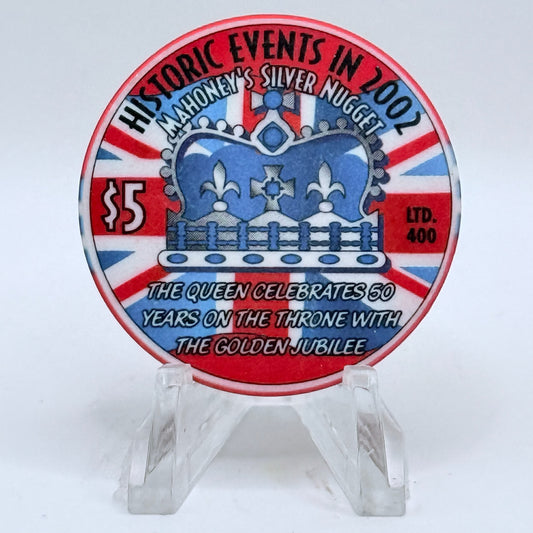 Mahoney's Silver Nugget N. Las Vegas Nevada 2002 'Historic Event - A New Beginning' LE $5 Casino Chip E2526