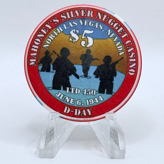 Mahoney's Silver Nugget N. Las Vegas Nevada 2002 'D-Day' LE $5 Casino Chip E2525