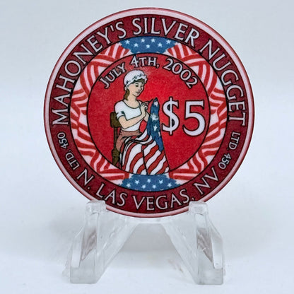 Mahoney's Silver Nugget N. Las Vegas Nevada 2002 'July 4th' LE $5 Casino Chip E2527