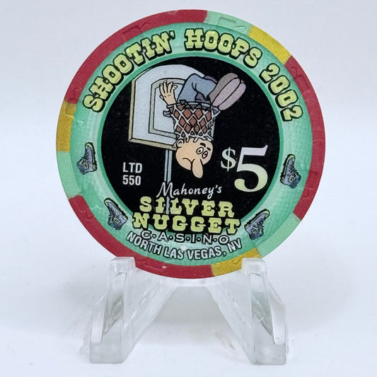 Mahoney's Silver Nugget N. Las Vegas Nevada 2002 'Shootin' Hoops' LE $5 Casino Chip V9785