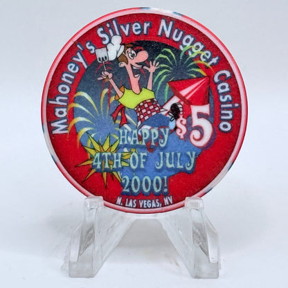 Mahoney's Silver Nugget N. Las Vegas Nevada 2000 'Happy 4th Of July' LE $5 Casino Chip V5574