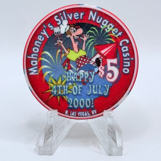 Mahoney's Silver Nugget N. Las Vegas Nevada 2000 'Happy 4th Of July' LE $5 Casino Chip V5574