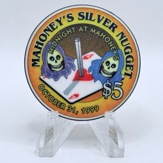 Mahoney's Silver Nugget N. Las Vegas Nevada 1999 'Midnight At Mahoney's' LE $5 Casino Chip V5577