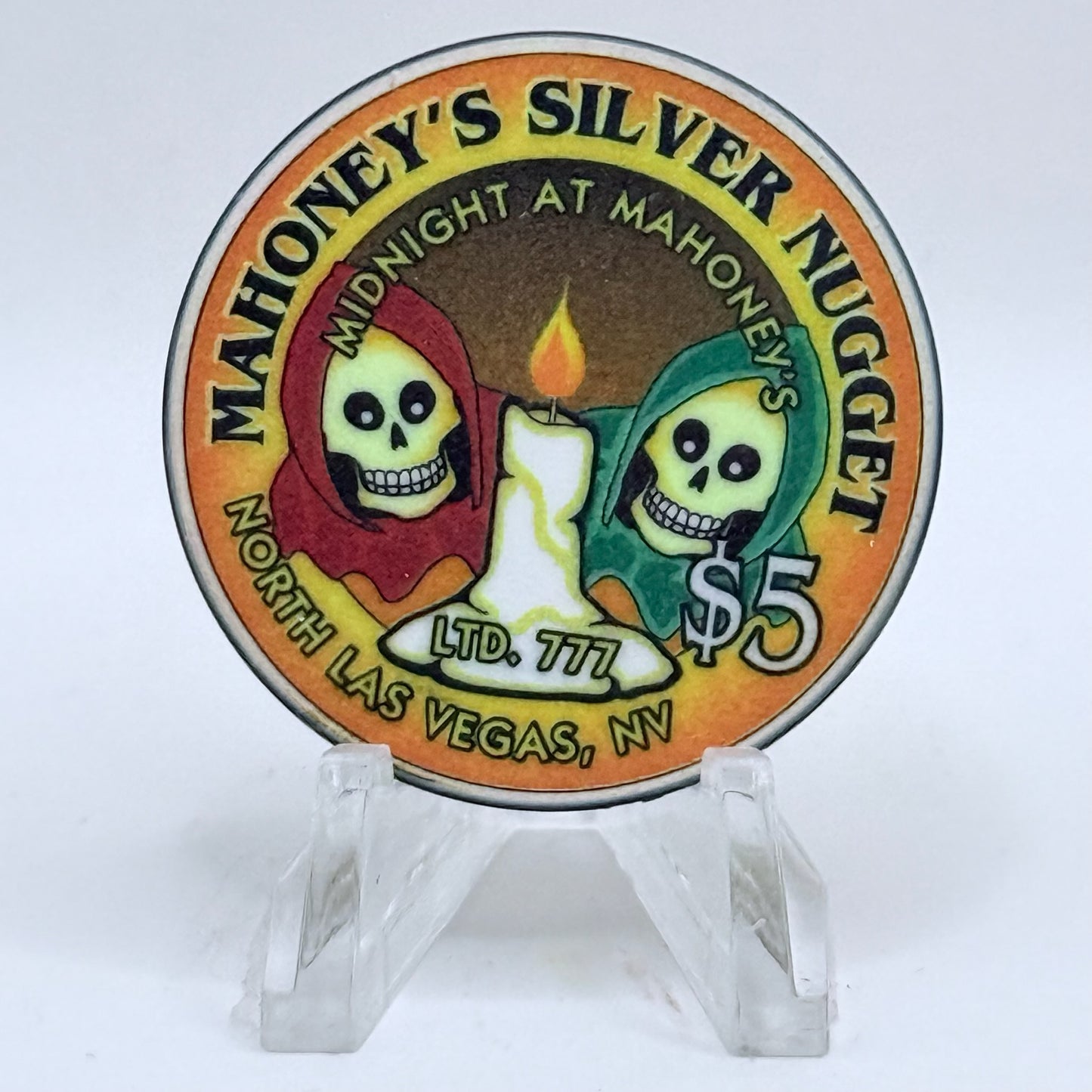 Mahoney's Silver Nugget N. Las Vegas Nevada 1999 'Midnight At Mahoney's' LE $5 Casino Chip V5577