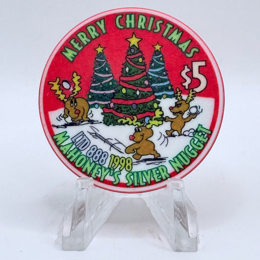Mahoney's Silver Nugget N. Las Vegas Nevada 1998 'Christmas/ New Years' LE $5 Casino Chip V3402