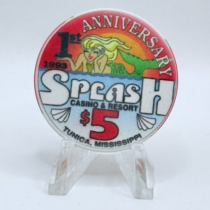 Splash Tunica Mississippi 1993 '1st Anniversary' LE $5 Casino Chip