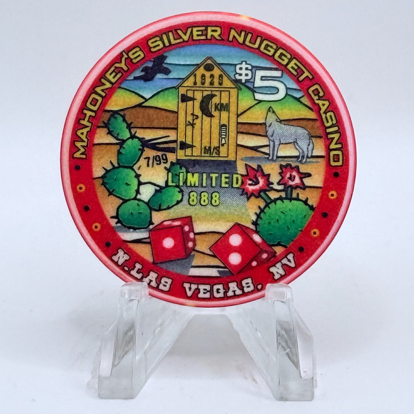 Mahoney's Silver Nugget N. Las Vegas Nevada 1999 LE $5 Casino Chip V5573