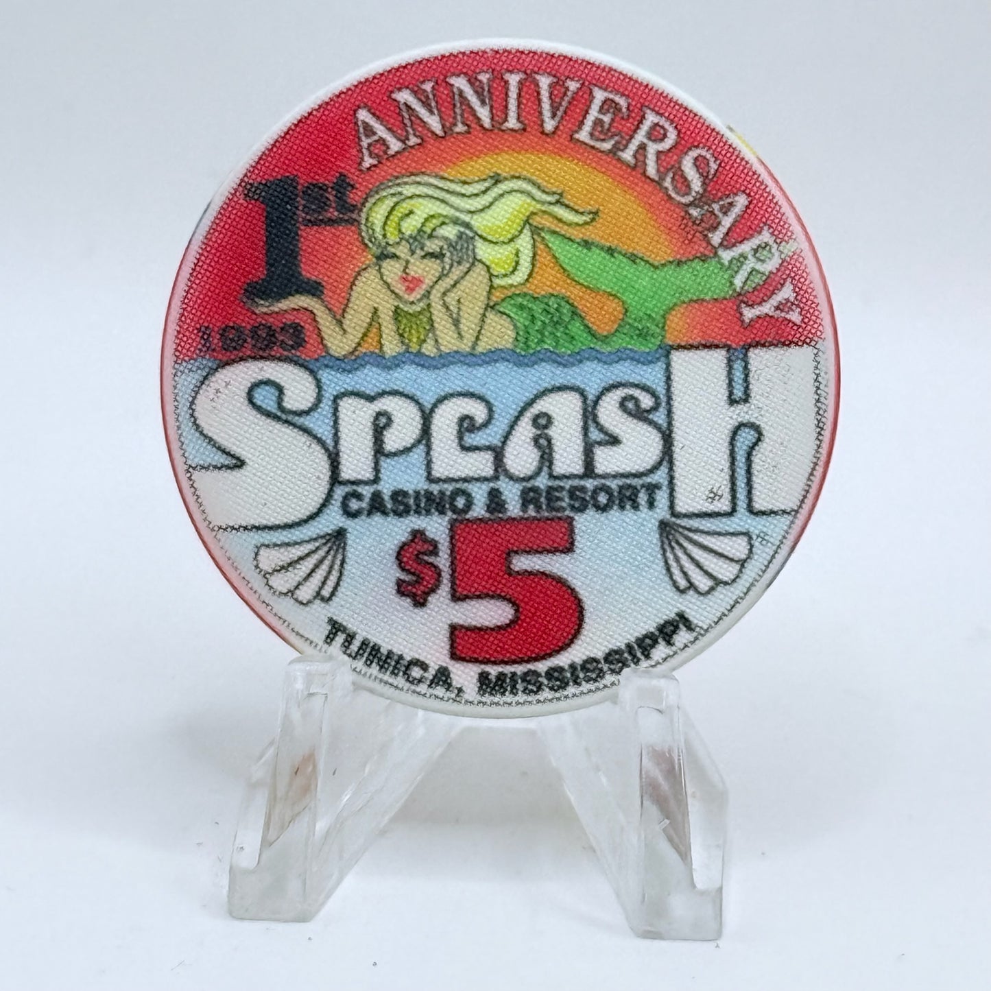 Splash Tunica Mississippi 1993 '1st Anniversary' LE $5 Casino Chip