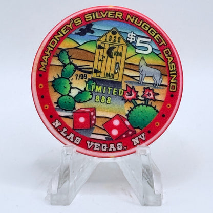 Mahoney's Silver Nugget N. Las Vegas Nevada 1999 LE $5 Casino Chip V5573