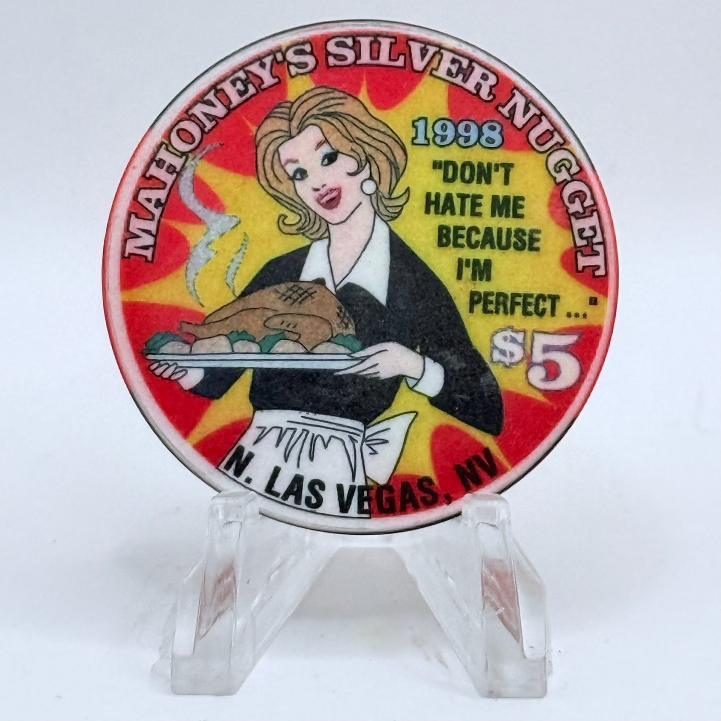 Mahoney's Silver Nugget N. Las Vegas Nevada 1998 'Mothers Day' LE $5 Casino Chip V1525