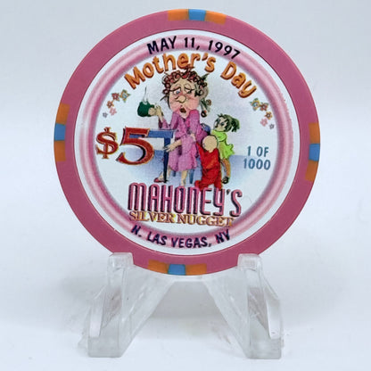 Mahoney's Silver Nugget N. Las Vegas Nevada 1997 'Mothers Day' LE $5 Casino Chip V1521