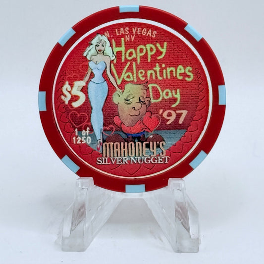 Mahoney's Silver Nugget N. Las Vegas Nevada 1997 'Happy Valentines Day' LE $5 Casino Chip N9102