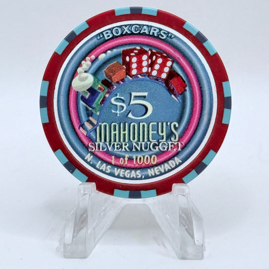 Mahoney's Silver Nugget N. Las Vegas Nevada 1997 'Boxcars' LE $5 Casino Chip N9106