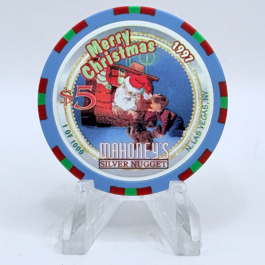 Mahoney's Silver Nugget N. Las Vegas Nevada 1997 'Christmas/ New Years' LE $5 Casino Chip V1523