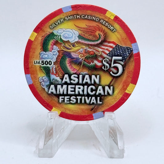 Silver Smith Wendover Nevada 2000 'Asian American Festival' LE $5 Casino Chip V7346