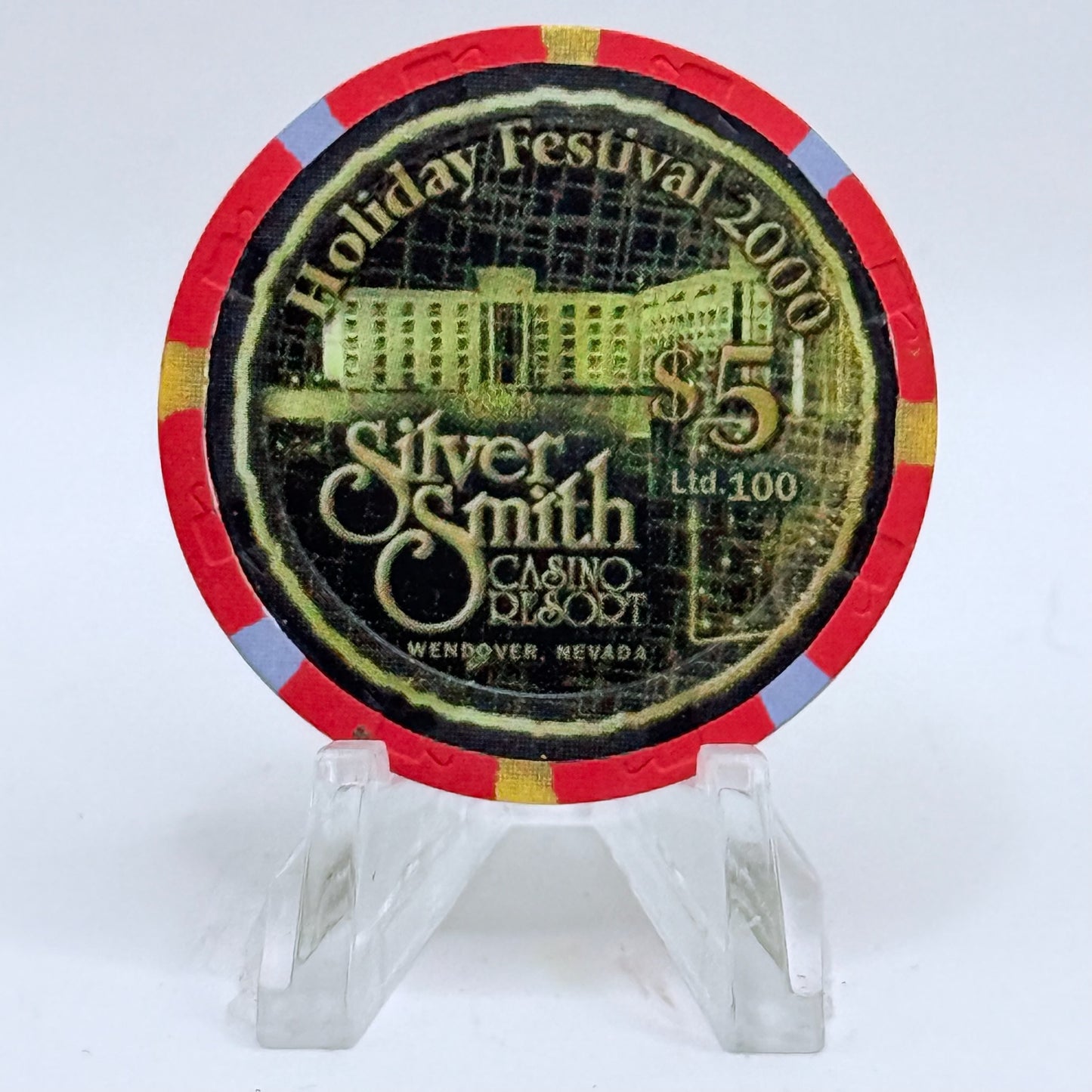 Silver Smith Wendover Nevada 2000 'Holiday Festival' LE $5 Casino Chip V7315