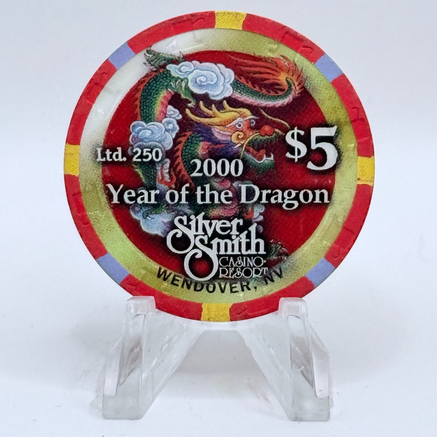 Silver Smith Wendover Nevada 2000 'Year of the Dragon' LE $5 Casino Chip V5596