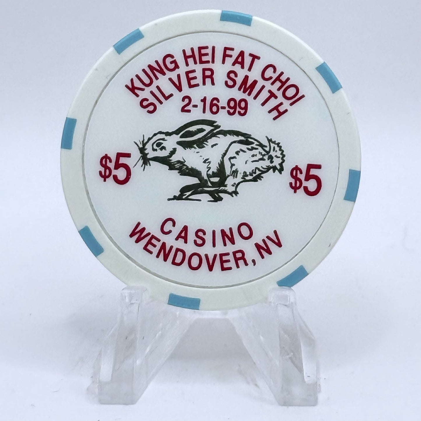 Silver Smith Wendover Nevada 1999 LE $5 Casino Chip V5595