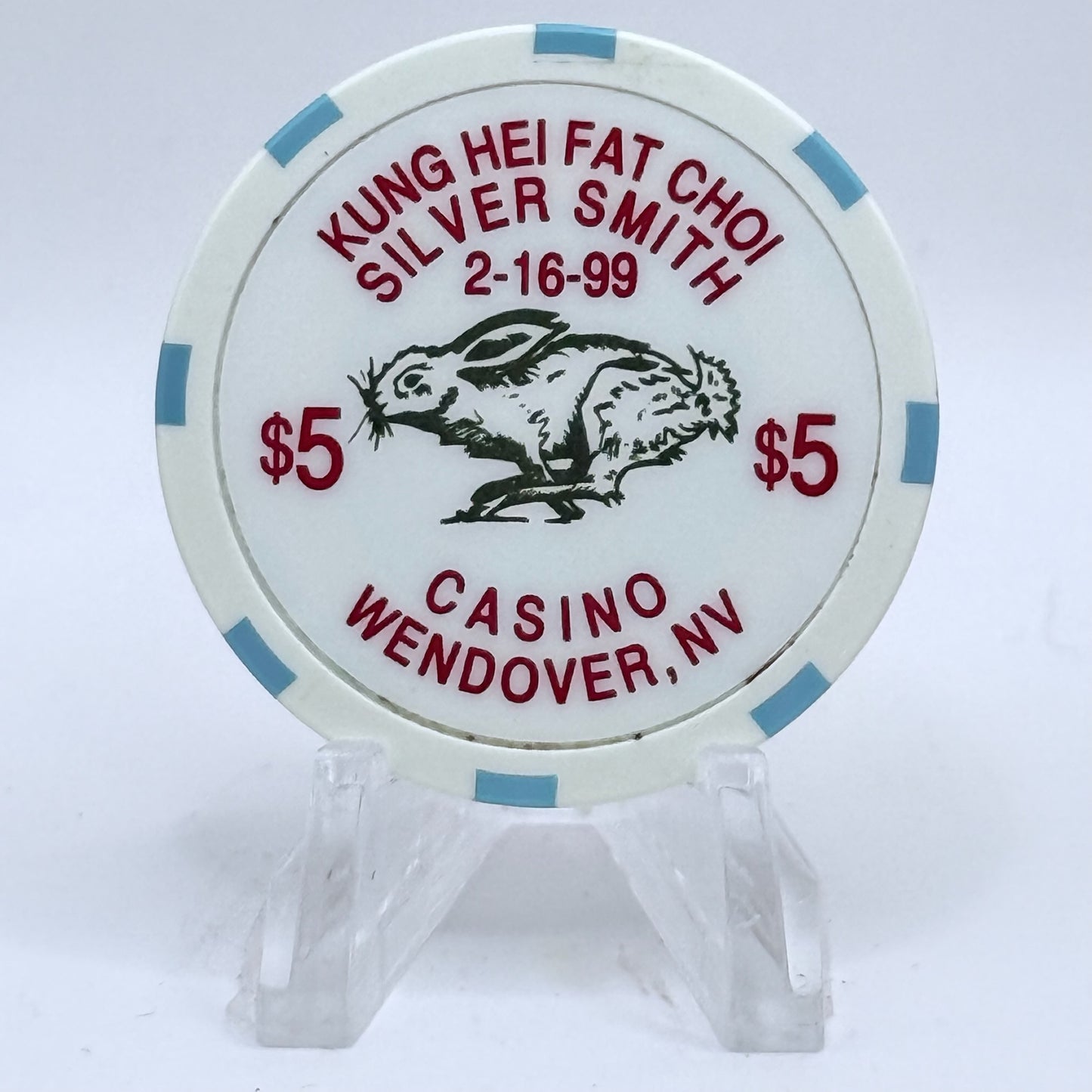 Silver Smith Wendover Nevada 1999 LE $5 Casino Chip V5595