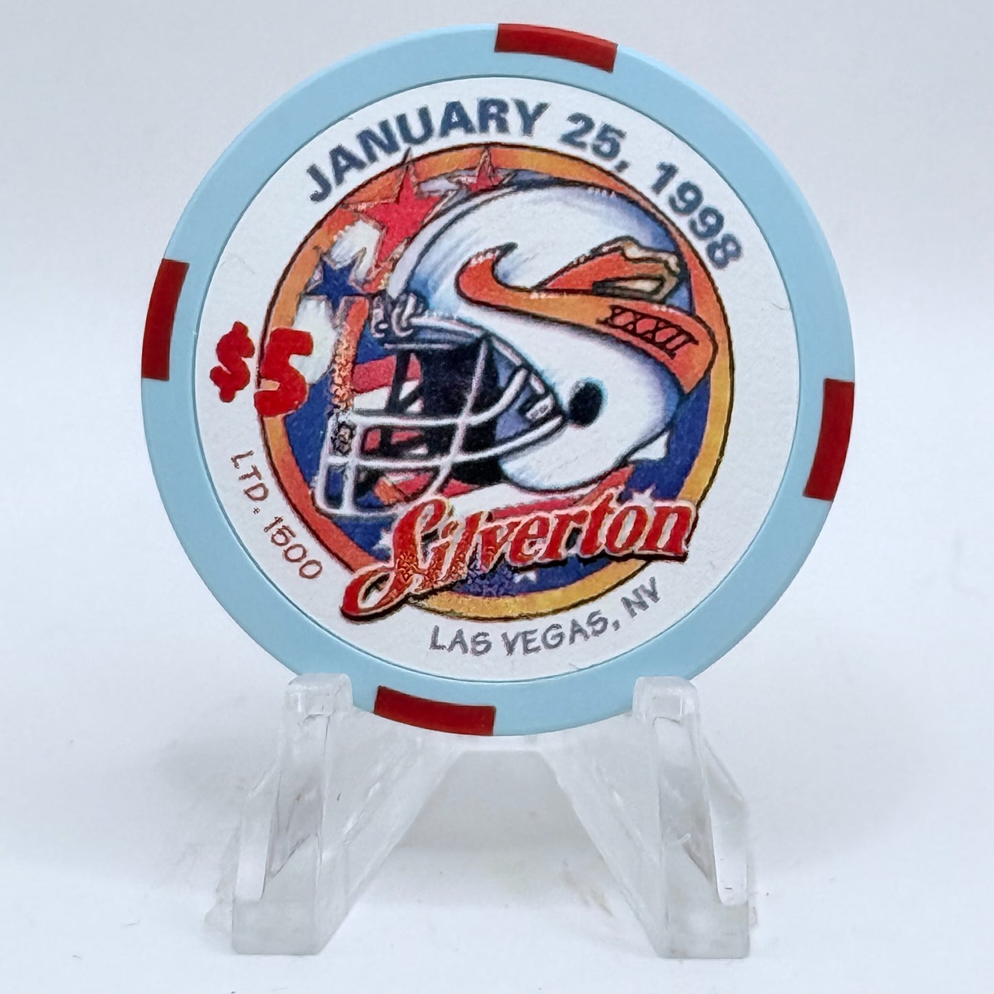 Silverton Las Vegas Nevada 1998 'Super Bowl' LE $5 Casino Chip V1543
