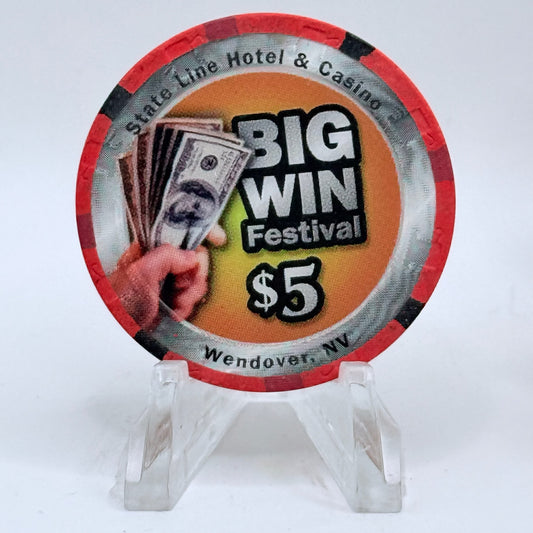 State Line Casino Wendover Nevada 'Big Win Festival' 2000 LE $5 Casino Chip V5662