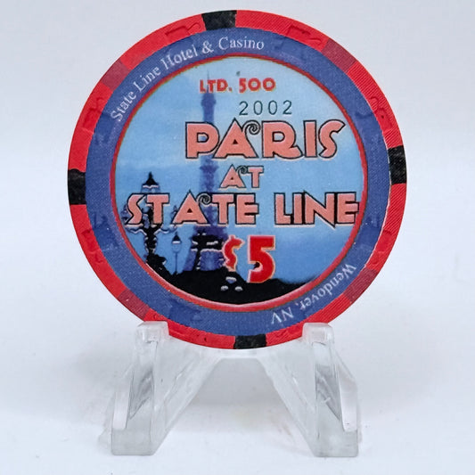 State Line Casino Wendover Nevada 2002 LE $5 Casino Chip E2651