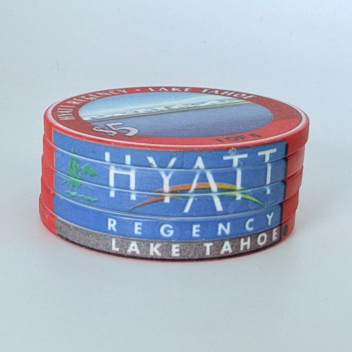 Hyatt Regency (Lake Tahoe) Incline Village Nevada 2000 'Lake Tahoe set of 5' LE $5 Casino Chips V4661-4665