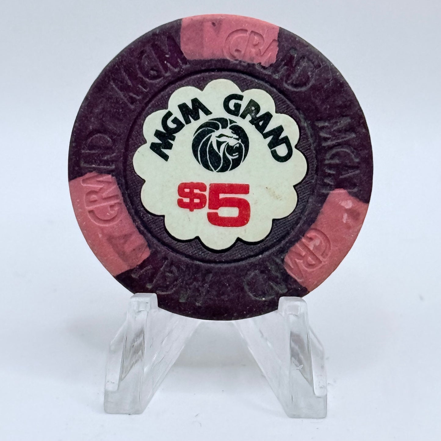 MGM Grand Hotel Casino Las Vegas Nevada 1980s $5 Casino Chip N4485