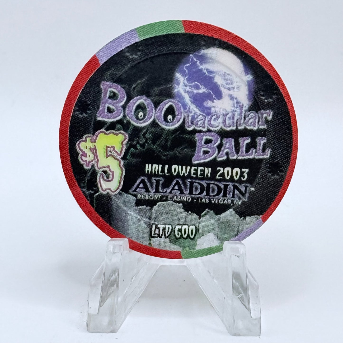 Aladdin Resort & Casino Las Vegas Nevada 2003 'Bootacular Ball - Halloween' LE $5 Casino Chip E0017