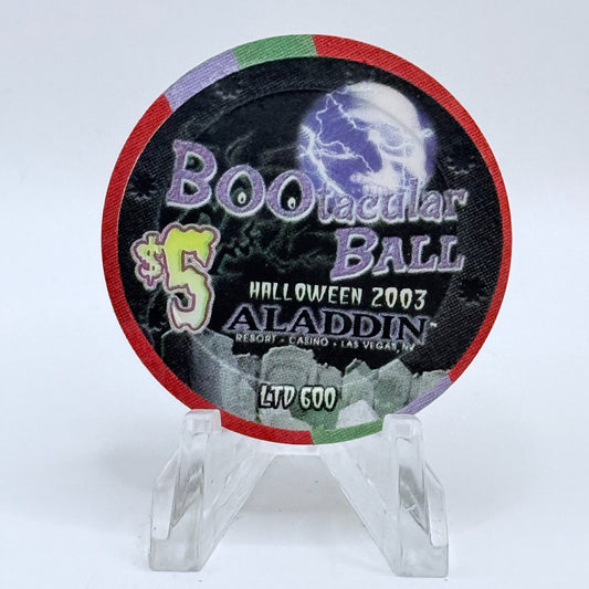 Aladdin Resort & Casino Las Vegas Nevada 2003 'Bootacular Ball - Halloween' LE $5 Casino Chip E0017