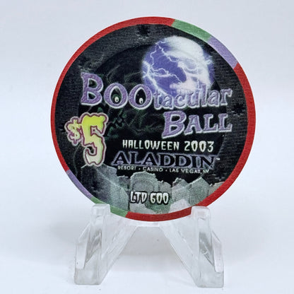 Aladdin Resort & Casino Las Vegas Nevada 2003 'Bootacular Ball - Halloween' LE $5 Casino Chip E0017