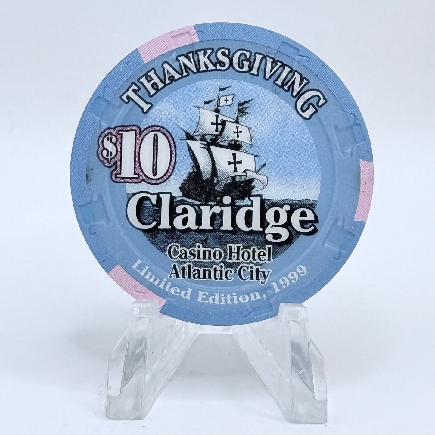 Claridge Atlantic City New Jersey 1999 'Thanksgiving' LE $10 Casino Chip