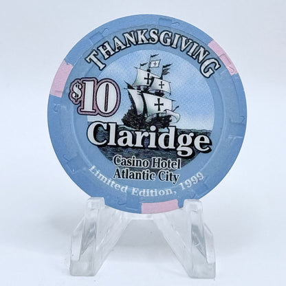 Claridge Atlantic City New Jersey 1999 'Thanksgiving' LE $10 Casino Chip