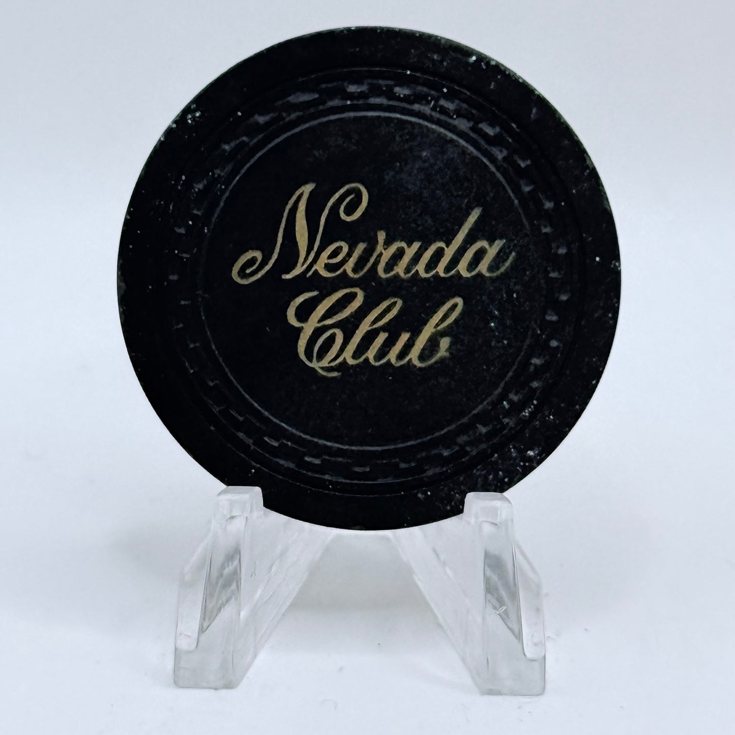 Nevada Club Stateline Nevada 1940's BLACK Roulette Casino Chip N7899