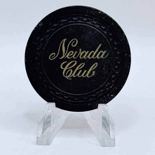 Nevada Club Stateline Nevada 1940's BLACK Roulette Casino Chip N7899