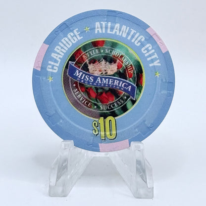Claridge Atlantic City New Jersey 1999 'Miss America' LE $10 Casino Chip