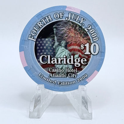 Claridge Atlantic City New Jersey 2000 'Independence Day' LE $10 Casino Chip